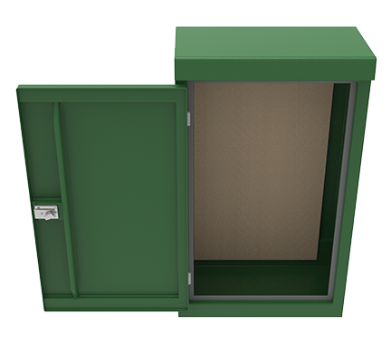 IC2 GRP Kiosk with Single Door, Solid Base, and Plywood Backboard