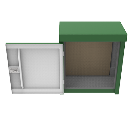 IC3001 Kiosk | Single Door, Solid Base | 750mm x 850mm x 500mm | GRP | Green