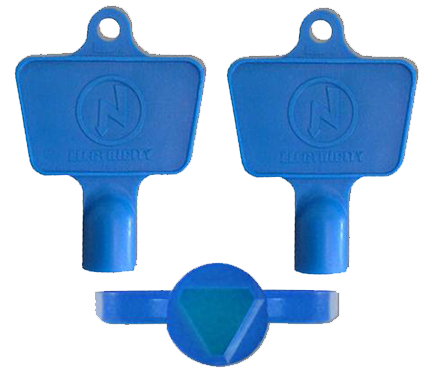 Pack of 50 Electric Meter Box Keys - Plastic, Blue - IS0060